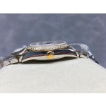 Datejust series, grey dial with diamonds, 31mm, gold and silver two-tone strap.